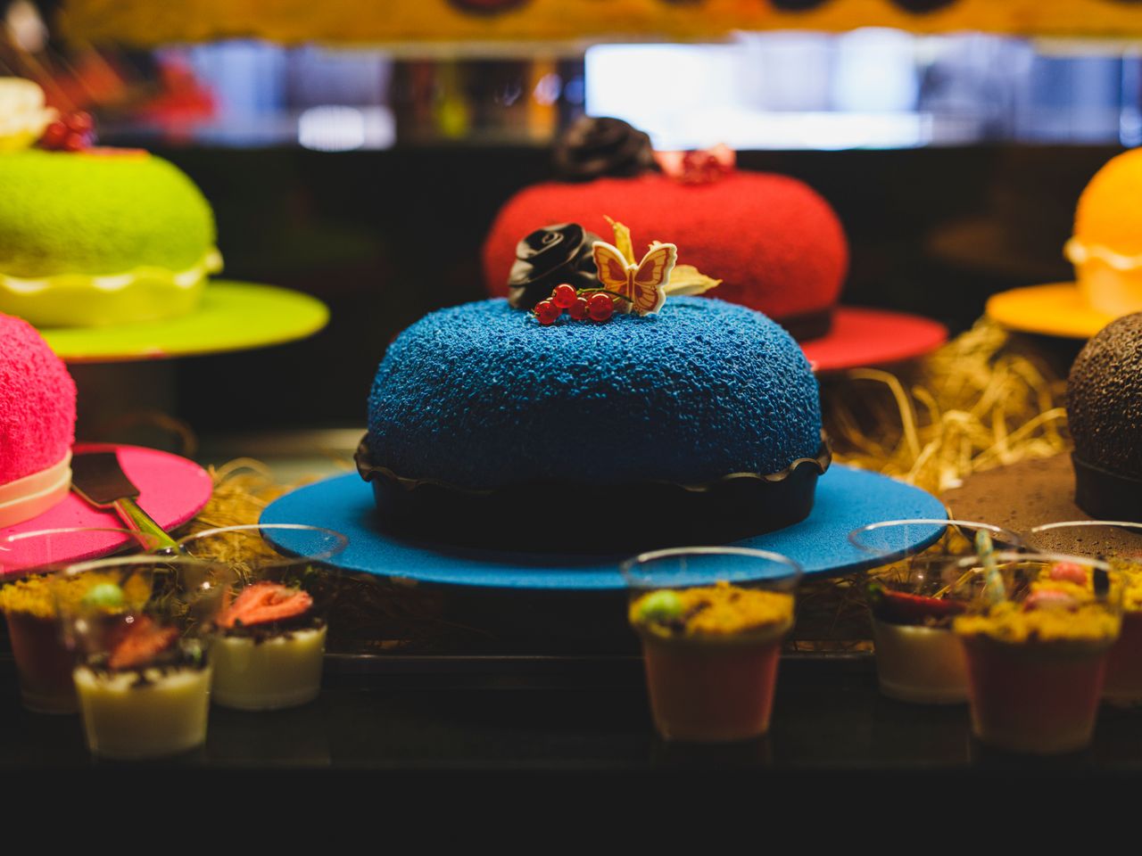 our-experience Vibrant display of assorted colorful cakes and desserts, perfect for celebrations.